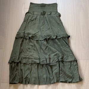 Olive Green Tiered Skirt